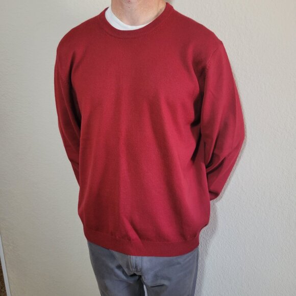 Brooks Brothers Merino Wool Sweater XL Red Stretch Crew Neck Mens Vintage - Picture 2 of 5